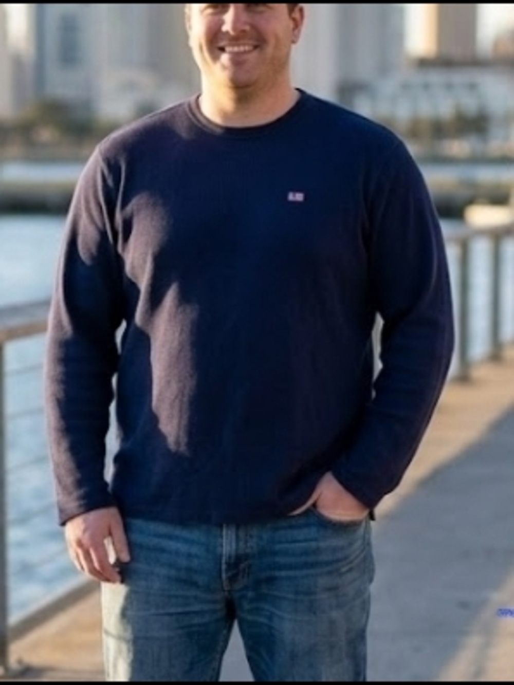 Ralph Lauren Polo Jeans Co. Navy Ribbed Crewneck Size L 100% Cotton